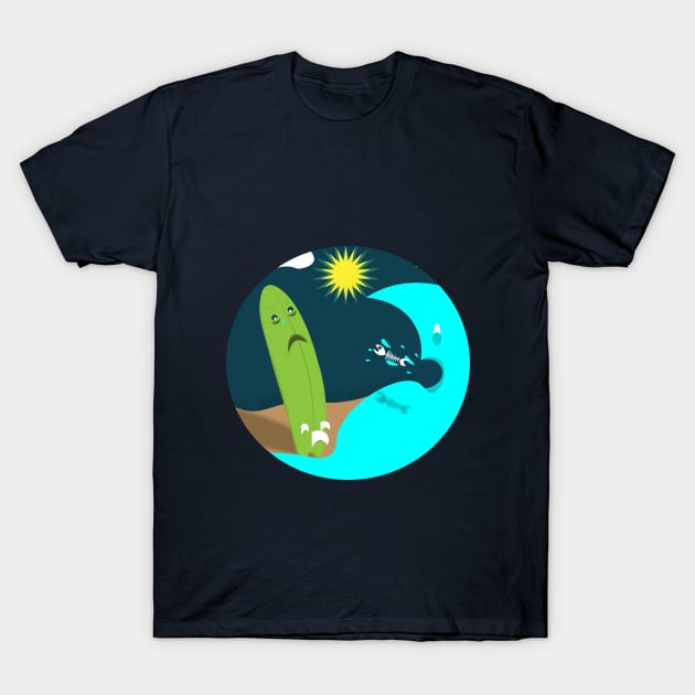 Sad Surfboard T-Shirt by Dasher Arts